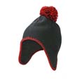 bonnet sport a pompon personnalisable noir  rouge