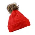 bonnet sport publicitaire avec pompon rouge  naturel