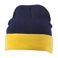 bonnet sport tricot 2 couleurs marine  jaune_dore