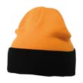 bonnet sport tricot 2 couleurs orange  noir