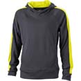 sweat shirt sports publicitaires unis a capuche homme noir  jaune