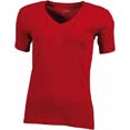 t shirt sports publicitaires col v femme rouge 